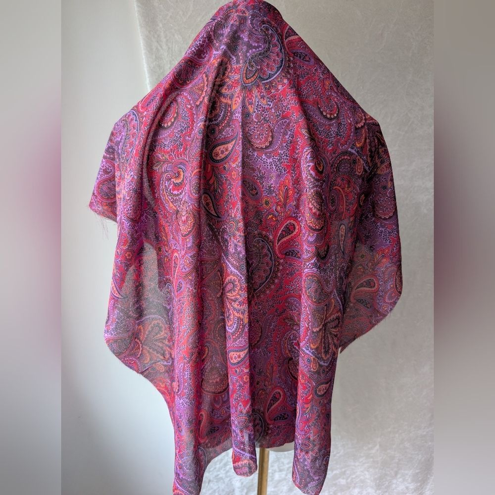 Bright Pink Purple Paisley Chiffon Sheer Fabric